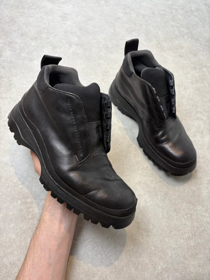 FW1999 Prada Black Leather Vibram Boots tQANjjX 0