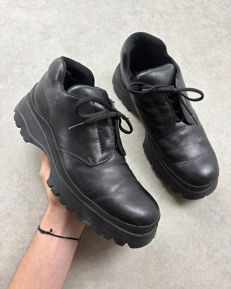 FW1999 Prada Black Leather Vibram Boots wFQWepw 0