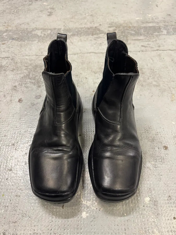 FW1999 Prada Black Leather Vibram Boots pibqwfW 1