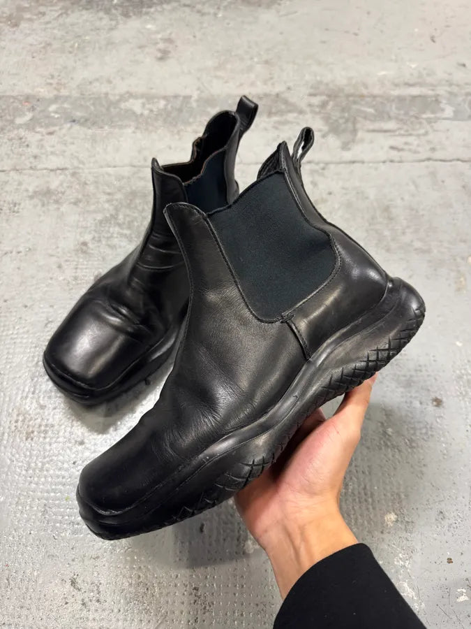 FW1999 Prada Black Leather Vibram Boots pibqwfW 2