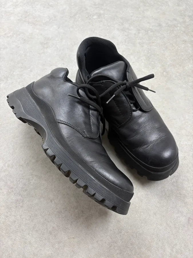 FW1999 Prada Black Leather Vibram Boots wFQWepw 4