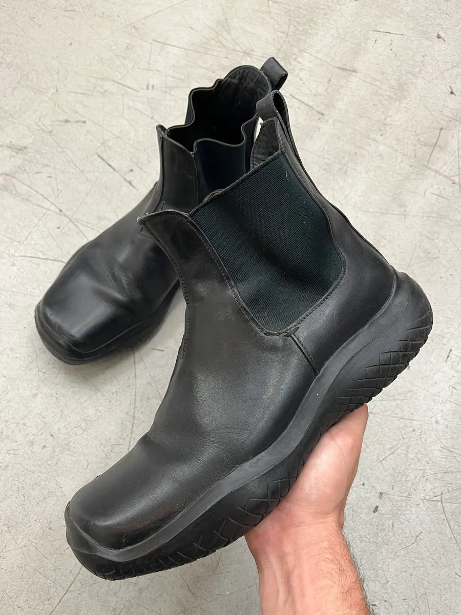 FW1999 Prada Black Leather Vibram Boots YHnvlTL 0