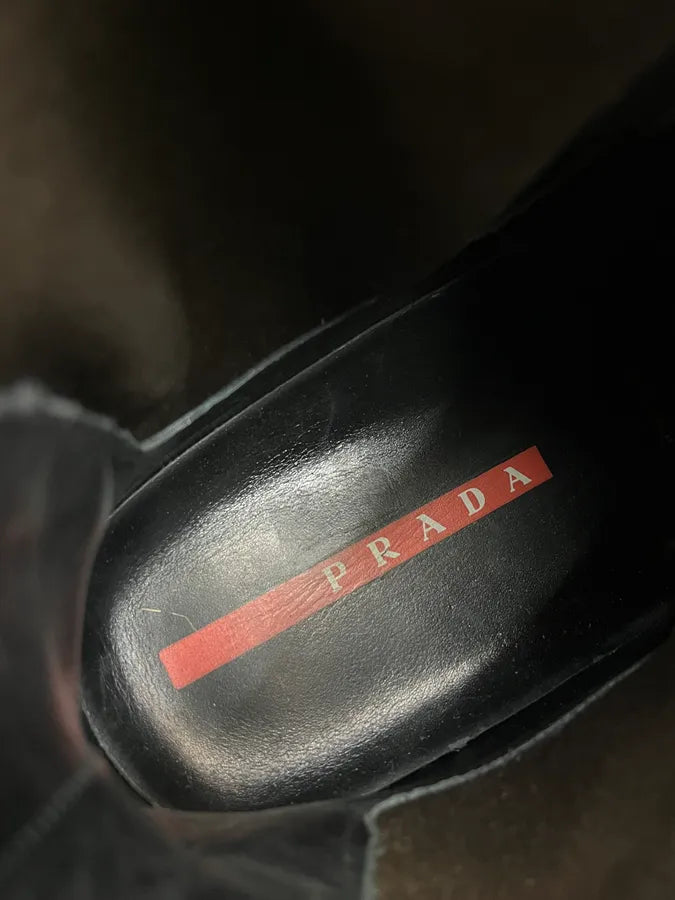 FW1999 Prada Black Leather Vibram Boots YHnvlTL 6