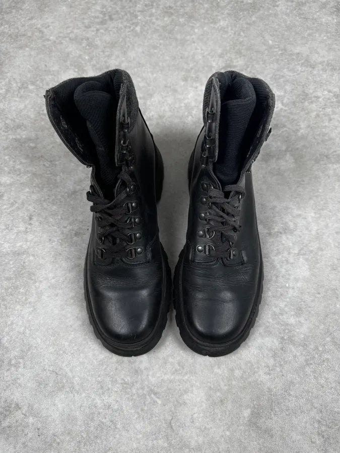 FW1999 Prada Black Leather Vibram Hiking Boots FaHcZlA 1