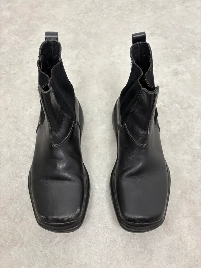 FW1999 Prada Black Leather Vibram Boots QmOBrNb 1