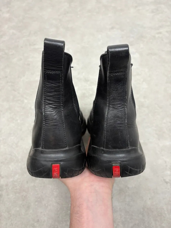 FW1999 Prada Black Leather Vibram Boots QmOBrNb 6