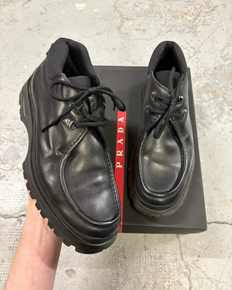 FW1999 Prada Black Leather Vibram Shoes (44eu/us10) mDsCAYk 0