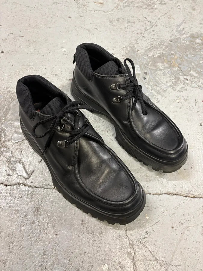 FW1999 Prada Black Leather Vibram Shoes (44eu/us10) mDsCAYk 3