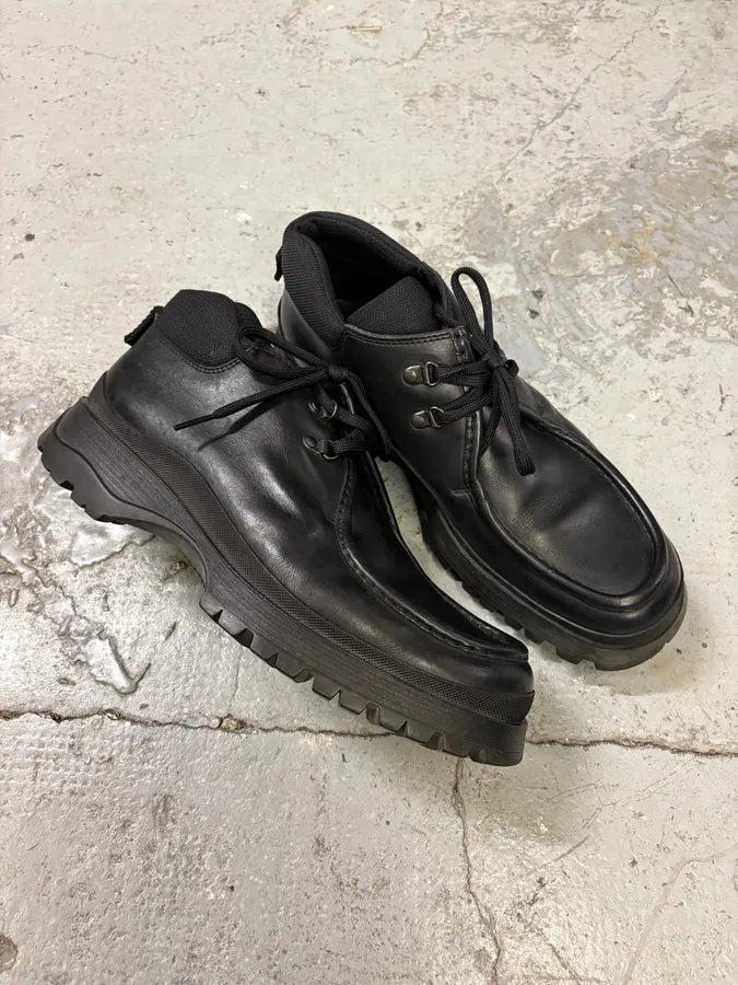 FW1999 Prada Black Leather Vibram Shoes (44eu/us10) mDsCAYk 4