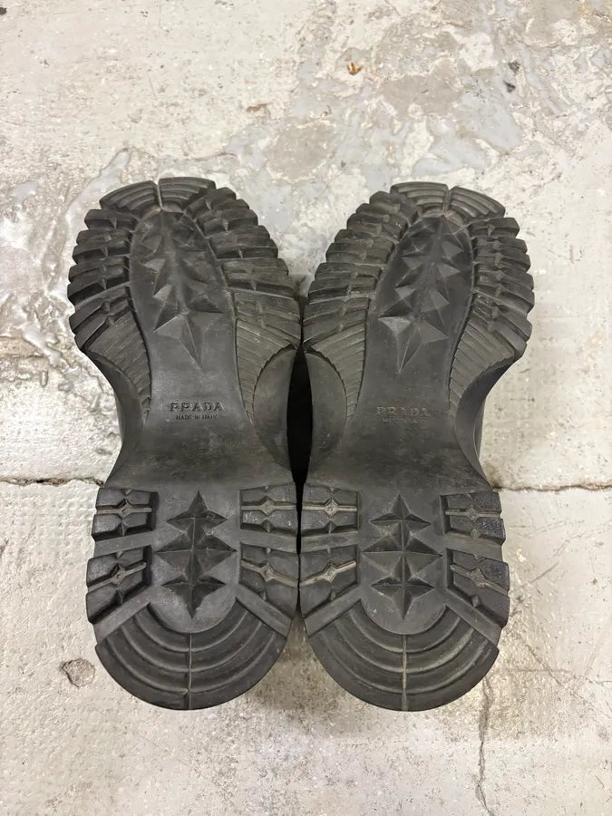 FW1999 Prada Black Leather Vibram Shoes (44eu/us10) mDsCAYk 6