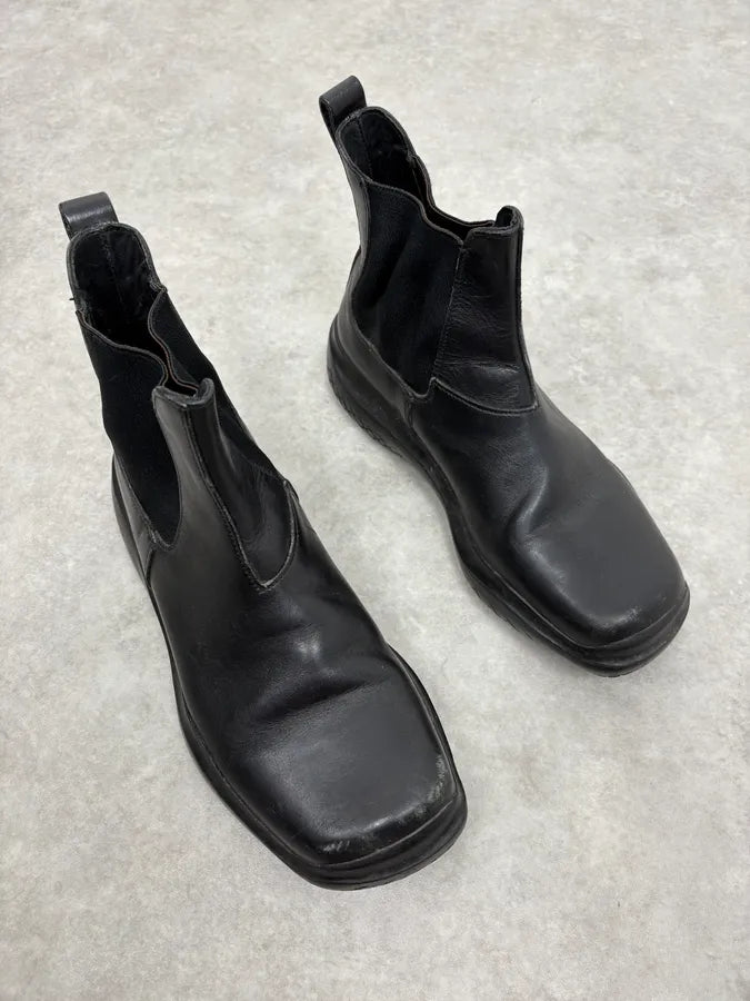 FW1999 Prada Black Leather Vibram Boots QmOBrNb 3