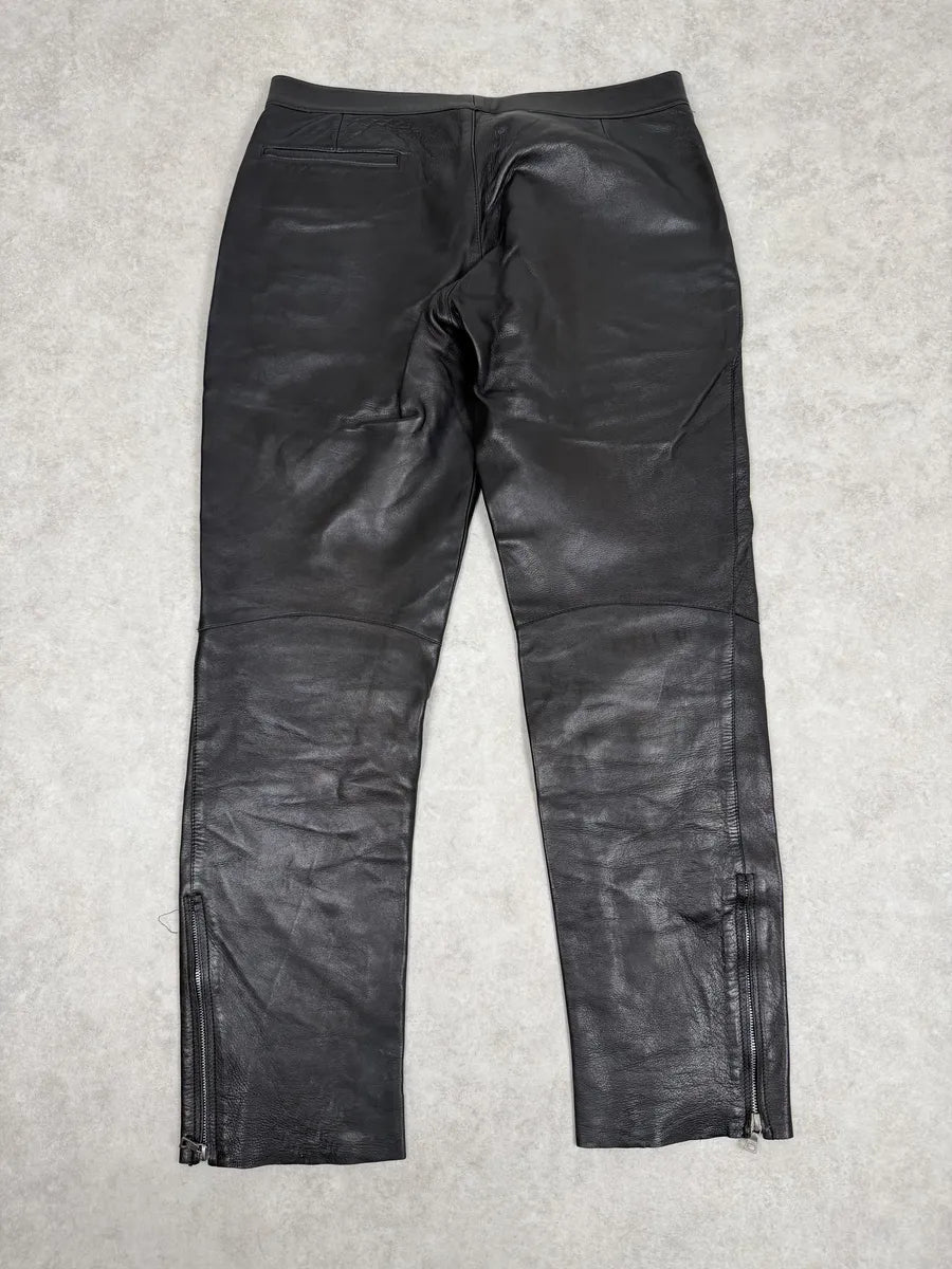 FW1999 Prada Black Padded Biker Leather Pants ePJzZyG 1