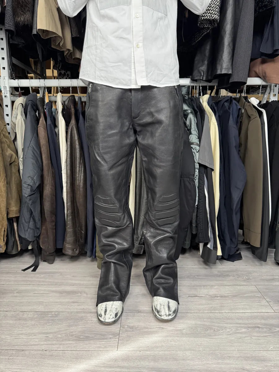 FW1999 Prada Black Padded Biker Leather Pants ePJzZyG 2