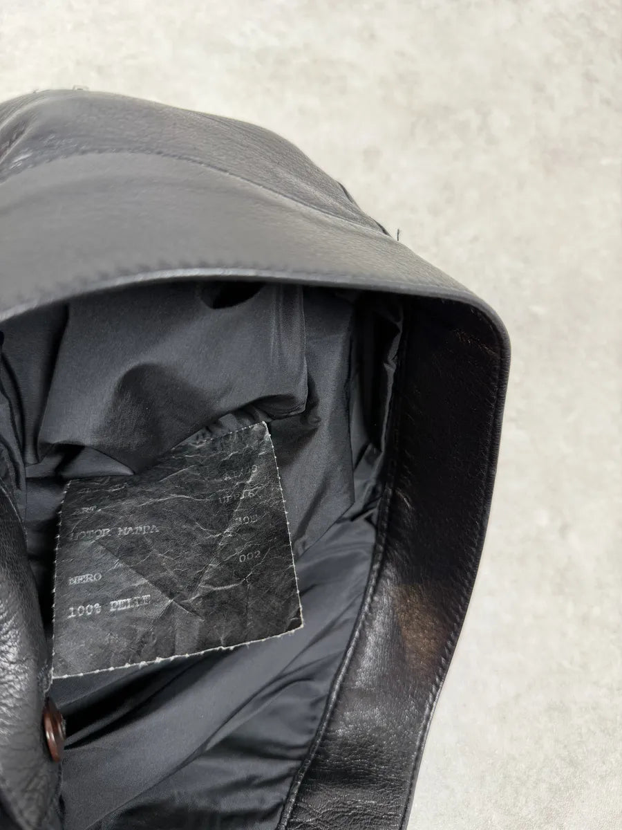 FW1999 Prada Black Padded Biker Leather Pants ePJzZyG 6