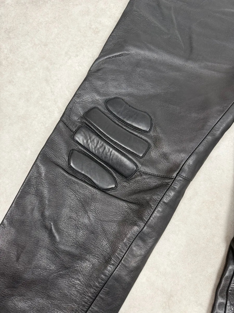 FW1999 Prada Black Padded Biker Leather Pants ePJzZyG 8