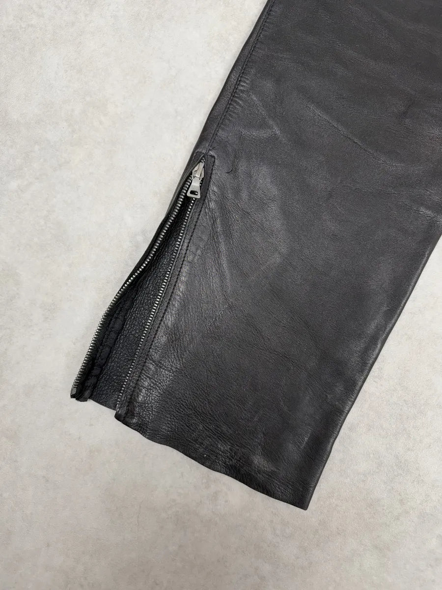 FW1999 Prada Black Padded Biker Leather Pants ePJzZyG 10