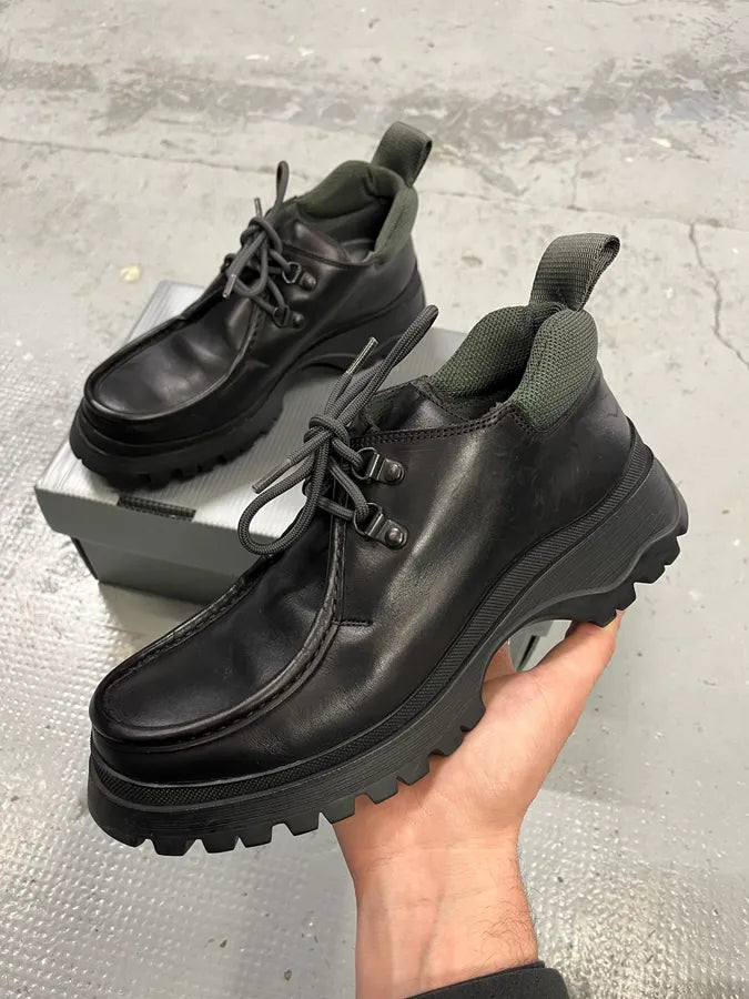 FW1999 Prada Black Premium Leather Vibram Boots eWgfmUt 0