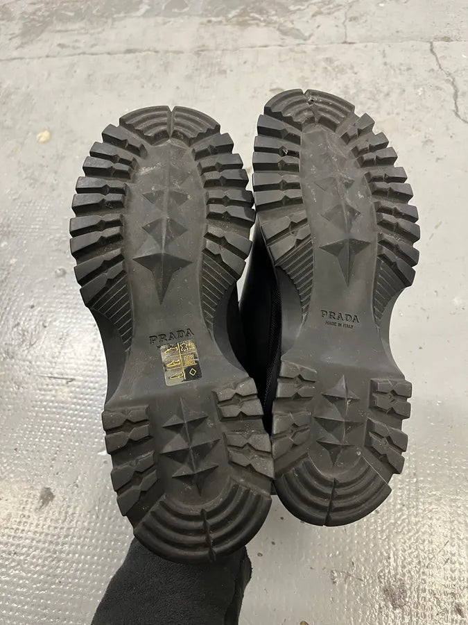 FW1999 Prada Black Premium Leather Vibram Boots eWgfmUt 5