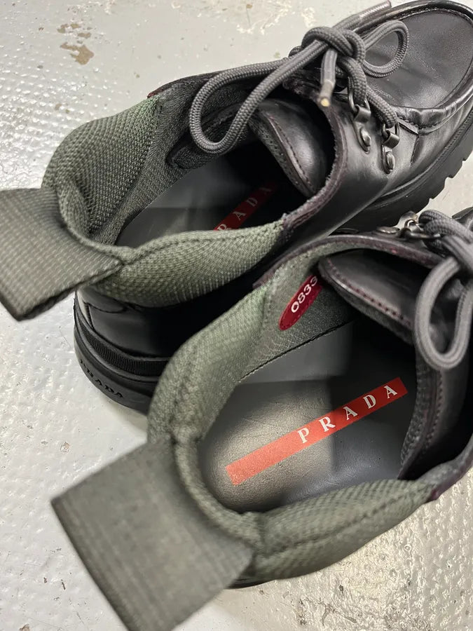 FW1999 Prada Black Premium Leather Vibram Boots eWgfmUt 7