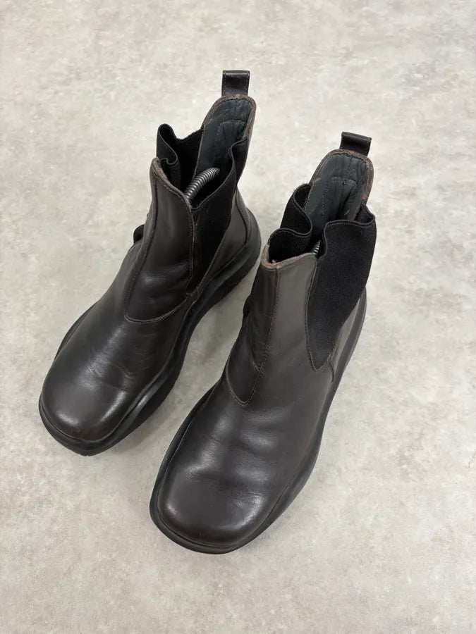 FW1999 Prada Black Vibram Prenium Leather Boots tCkcflH 2