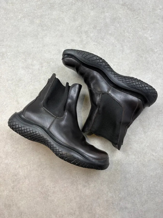 FW1999 Prada Black Vibram Prenium Leather Boots limRwWu 5