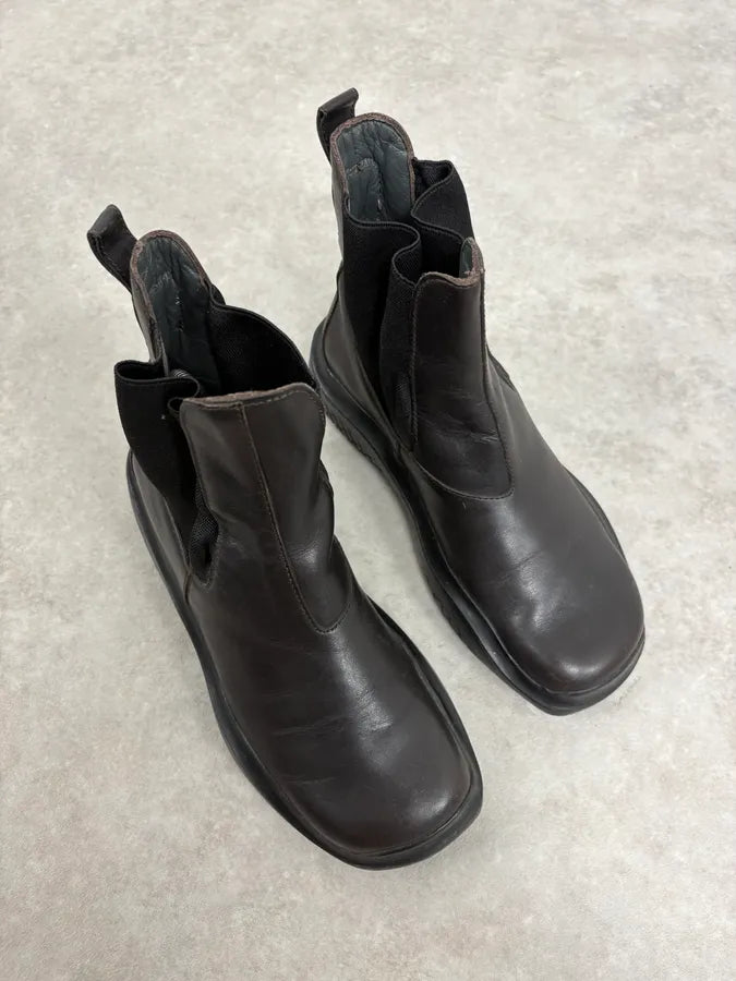 FW1999 Prada Black Vibram Prenium Leather Boots tCkcflH 3