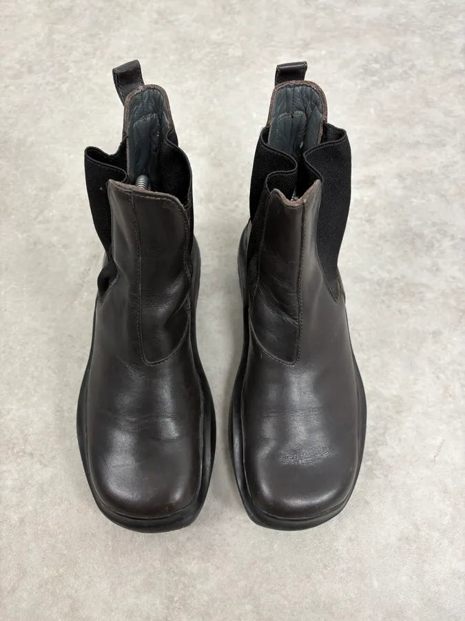 FW1999 Prada Black Vibram Prenium Leather Boots tCkcflH 1