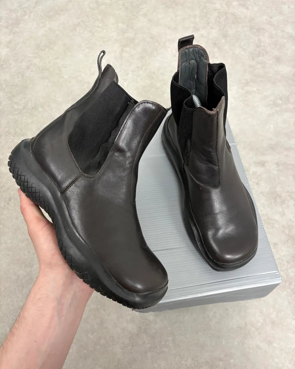 FW1999 Prada Black Vibram Prenium Leather Boots tCkcflH 0