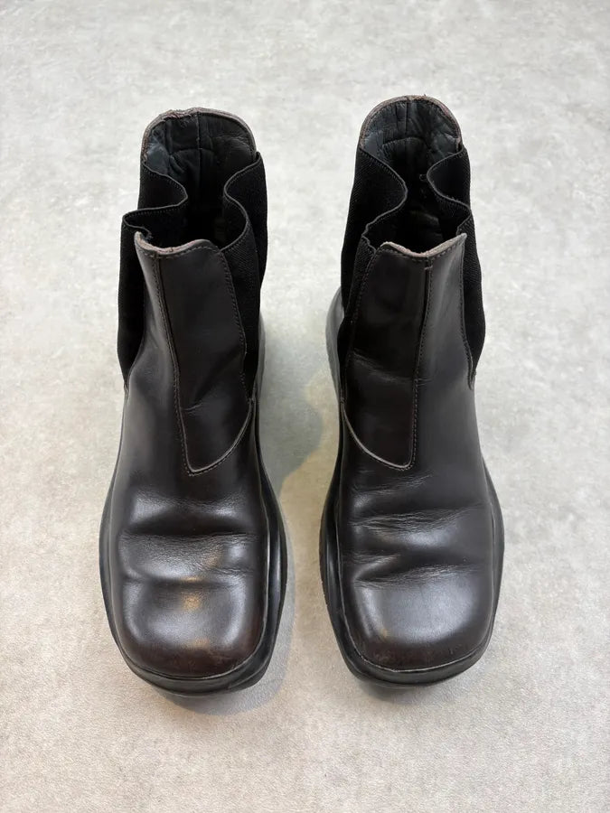 FW1999 Prada Black Vibram Prenium Leather Boots limRwWu 1