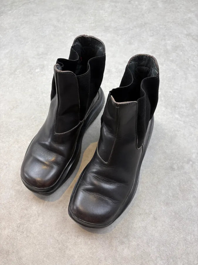 FW1999 Prada Black Vibram Prenium Leather Boots limRwWu 2