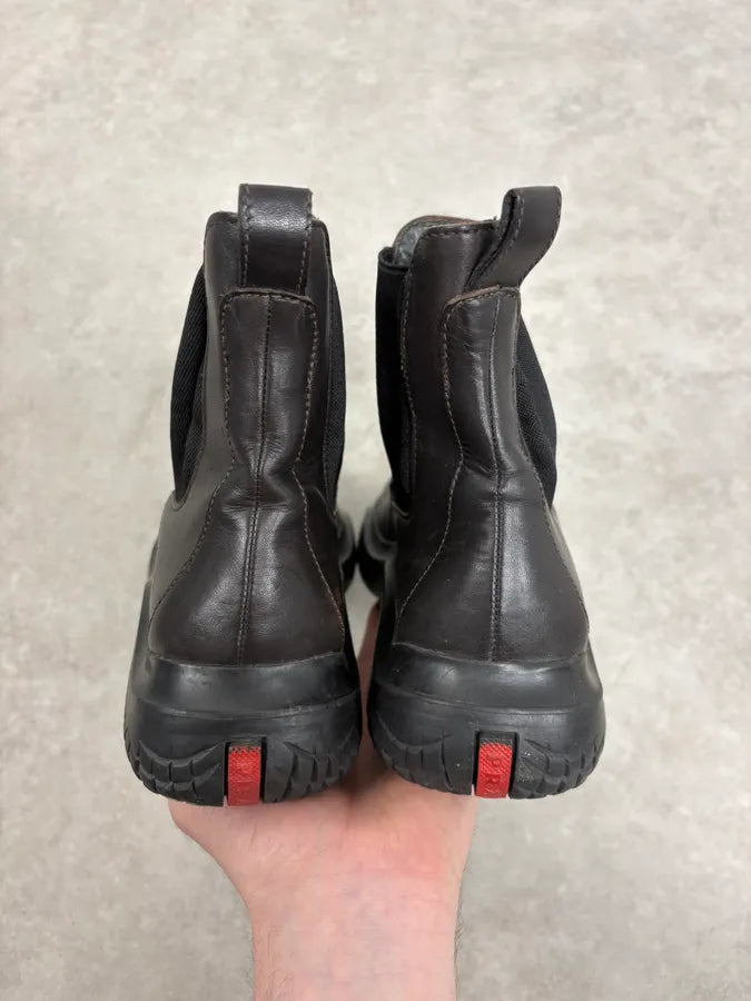 FW1999 Prada Black Vibram Prenium Leather Boots tCkcflH 6
