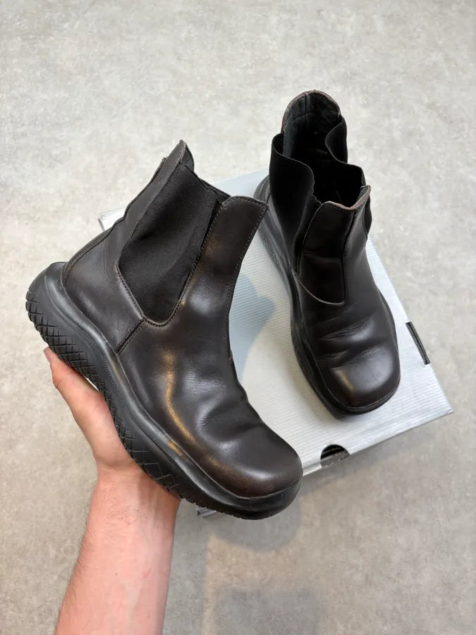 FW1999 Prada Black Vibram Prenium Leather Boots limRwWu 0