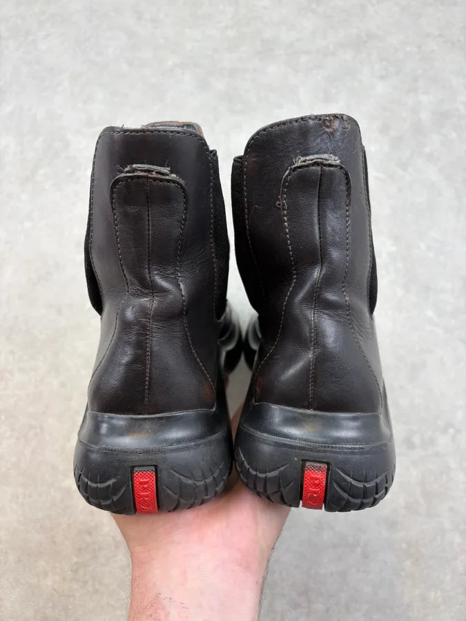 FW1999 Prada Black Vibram Prenium Leather Boots limRwWu 6