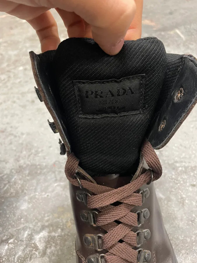FW1999 Prada Brown Leather Hiking Boots (40.5eu/us7.5) 6