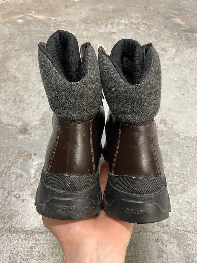 FW1999 Prada Brown Leather Hiking Boots (40.5eu/us7.5) 7