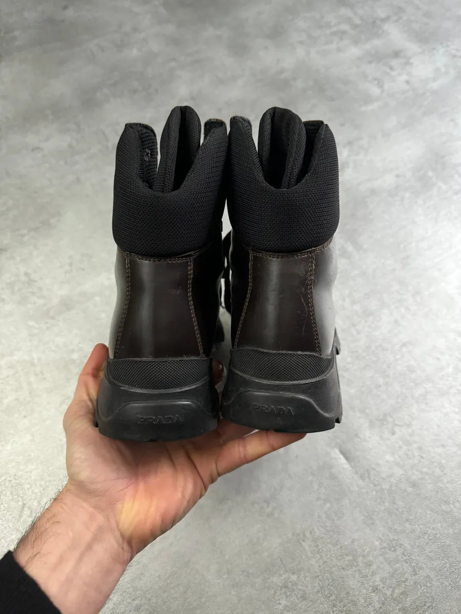 FW1999 Prada Brown Leather Hiking Boots zbzvrfy 8