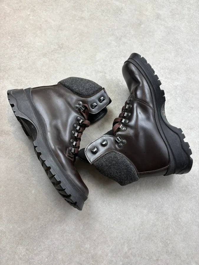 FW1999 Prada Brown Leather Vibram Boots tzFdwgp 4