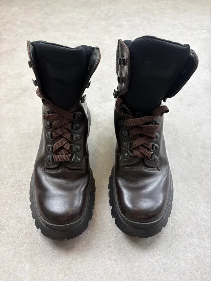 FW1999 Prada Brown Leather Vibram Boots tzFdwgp 1