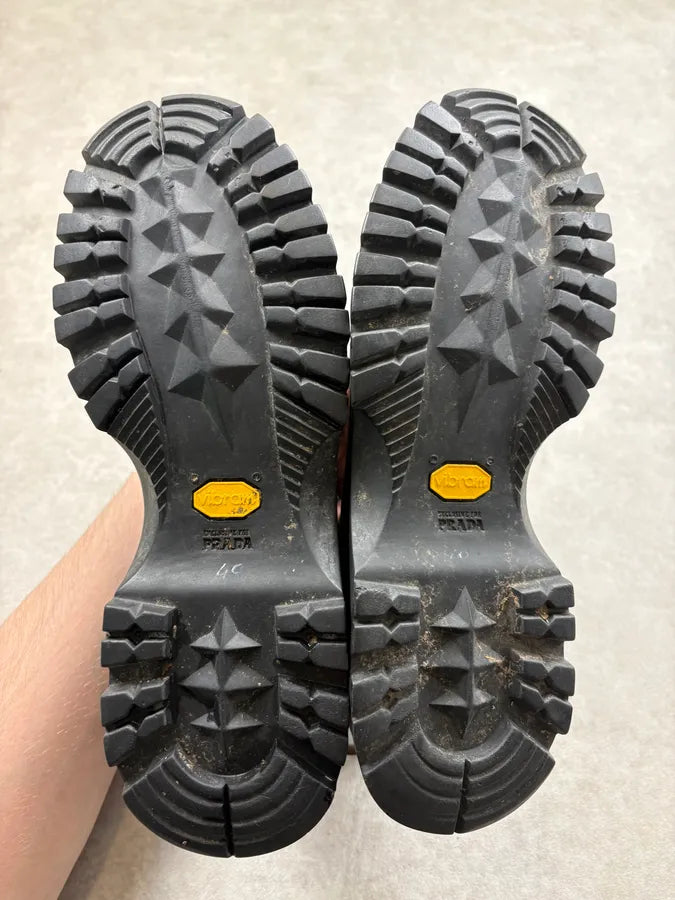 FW1999 Prada Brown Leather Vibram Boots tzFdwgp 7