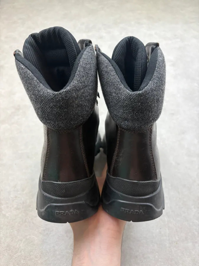 FW1999 Prada Brown Leather Vibram Boots tzFdwgp 5