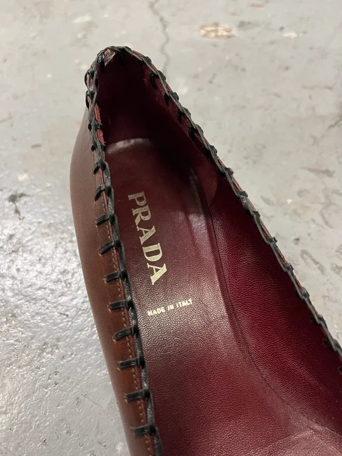 FW1999 Prada Brown Leaves Pumps iZZtdfH 2