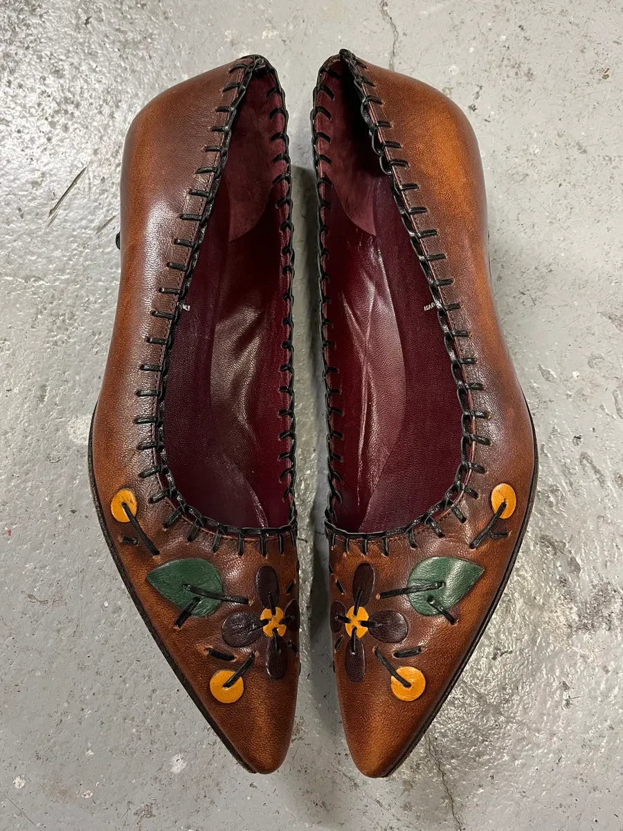 FW1999 Prada Brown Leaves Pumps iZZtdfH 3