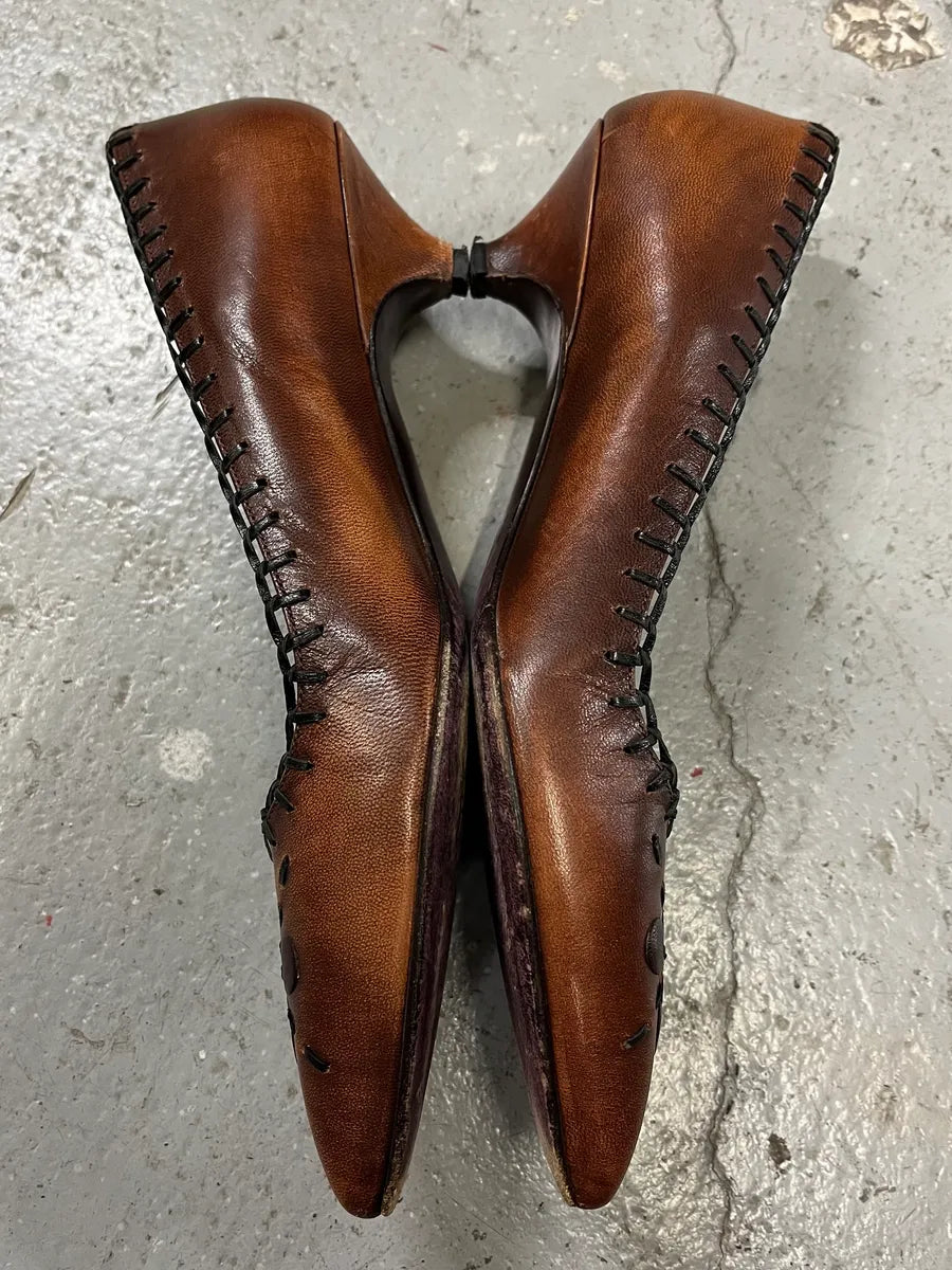 FW1999 Prada Brown Leaves Pumps iZZtdfH 5
