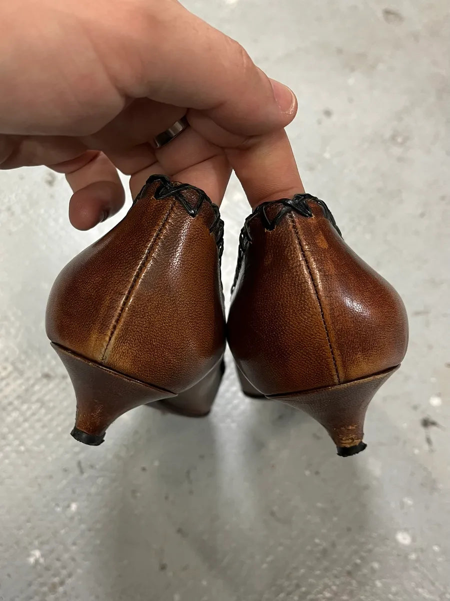 FW1999 Prada Brown Leaves Pumps iZZtdfH 6