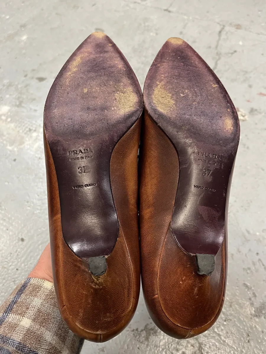 FW1999 Prada Brown Leaves Pumps iZZtdfH 7