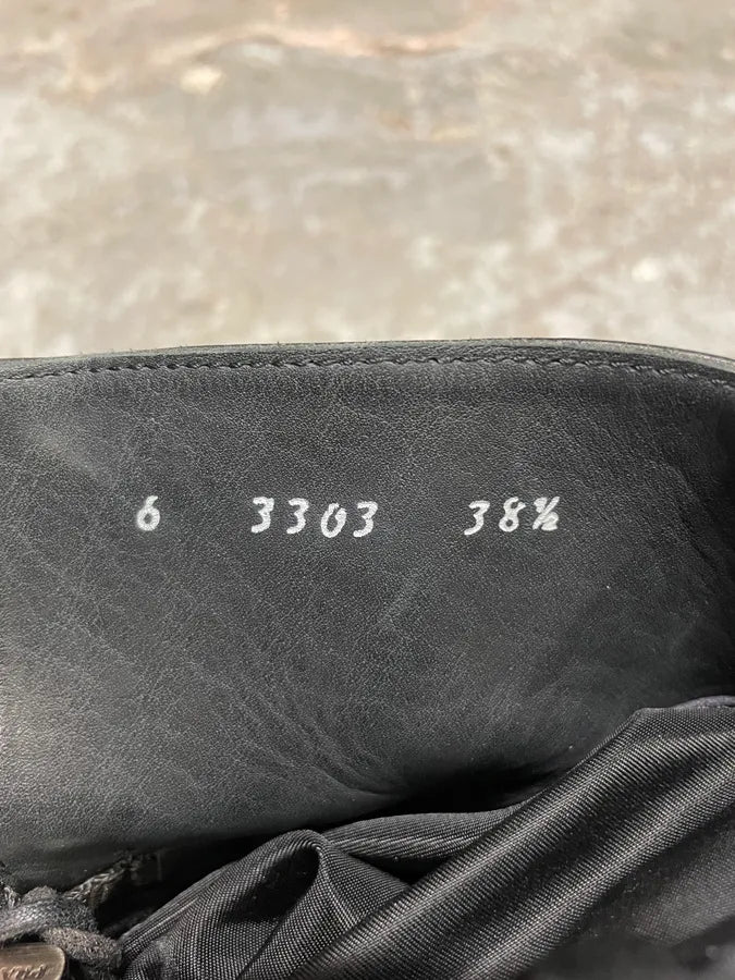 FW1999 Prada Combat Straps Black Leather Boots ElqNXZN 11