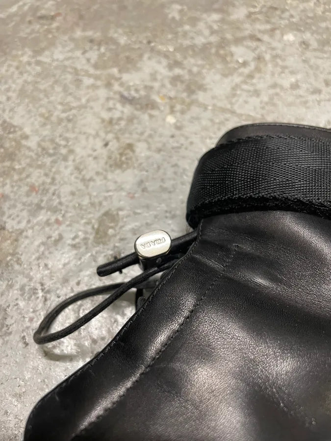 FW1999 Prada Combat Straps Black Leather Boots ElqNXZN 6