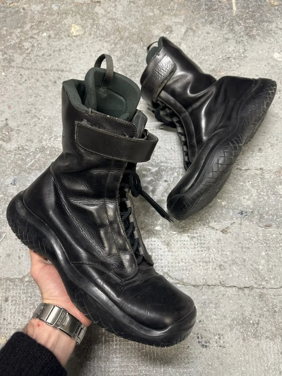 FW1999 Prada Combat Straps Black Leather Boots (45eu/us11) 0