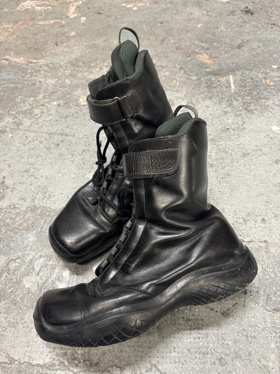 FW1999 Prada Combat Straps Black Leather Boots (45eu/us11) 1