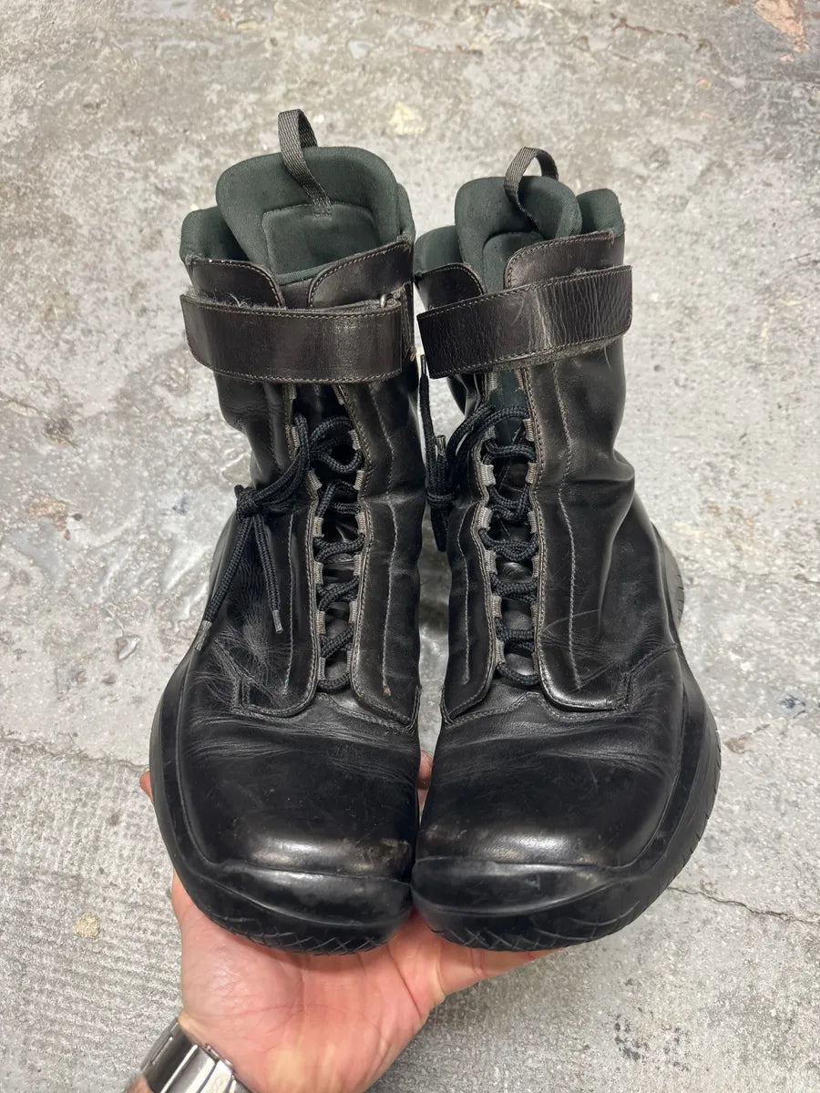 FW1999 Prada Combat Straps Black Leather Boots (45eu/us11) 2